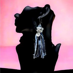 Up cycled denim tassel earrings. 3.5” drop. Hypoallergenic earrin…